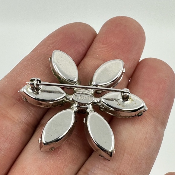 B. David Aurora Borealis Flower Rhinestone Brooch Pin - Picture 2 of 3